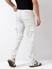 Men Jeans Regular Fit White Mid Rise