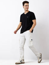Men Jeans Regular Fit White Mid Rise