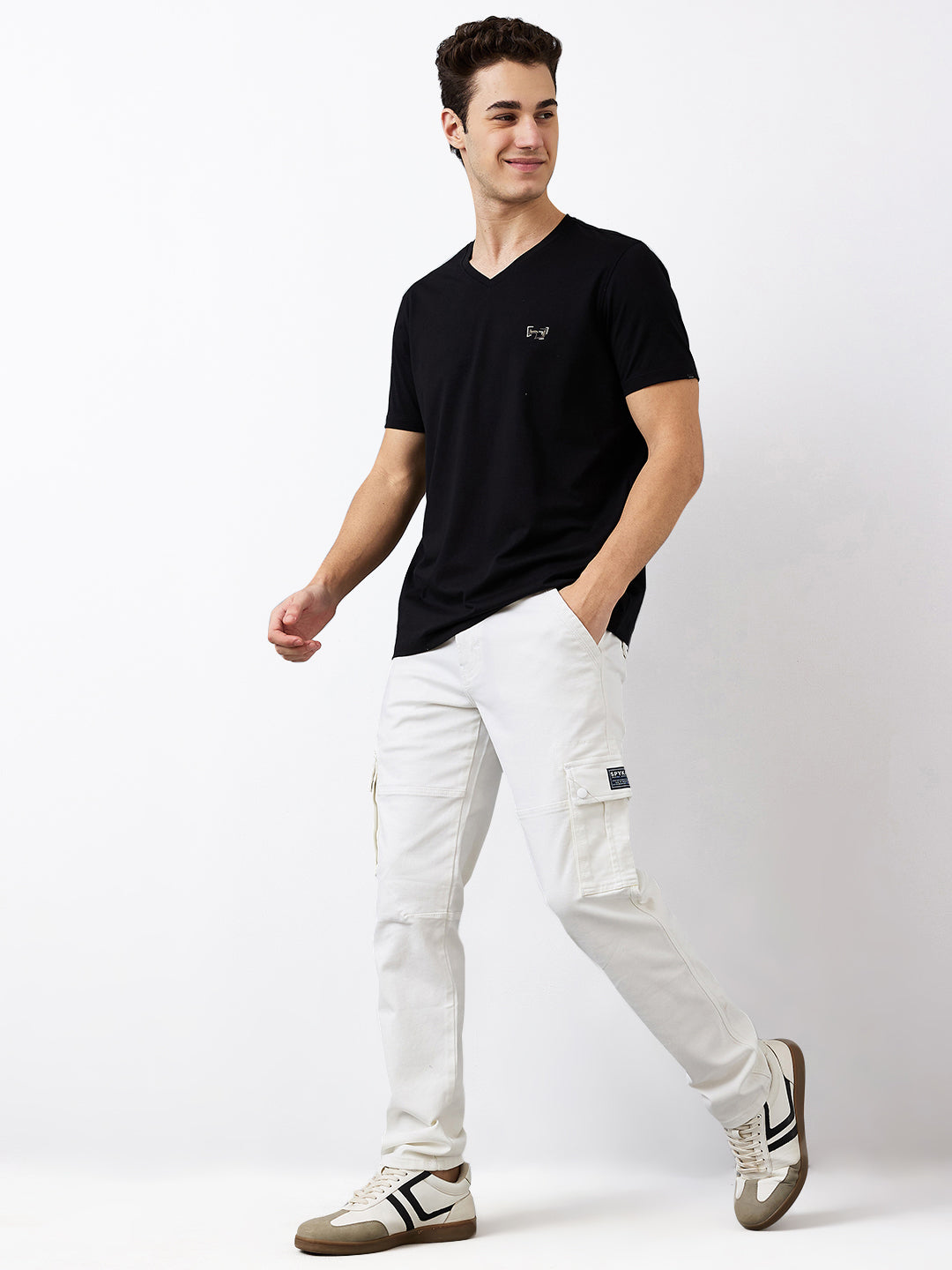 Men Jeans Regular Fit White Mid Rise
