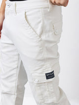 Men Jeans Regular Fit White Mid Rise