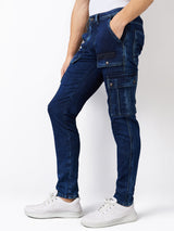 Men Jeans Regular Fit Dark Blue Mid Rise