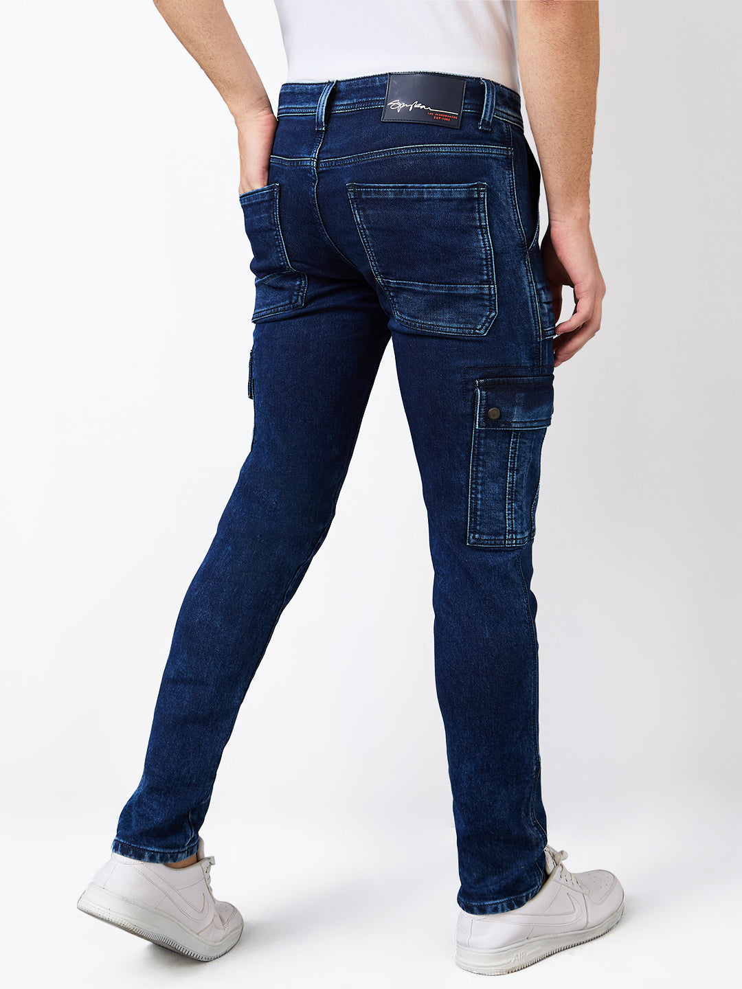 Men Jeans Regular Fit Dark Blue Mid Rise
