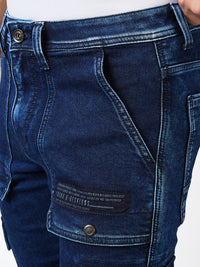 Men Jeans Regular Fit Dark Blue Mid Rise