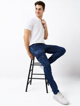Men Jeans Regular Fit Dark Blue Mid Rise