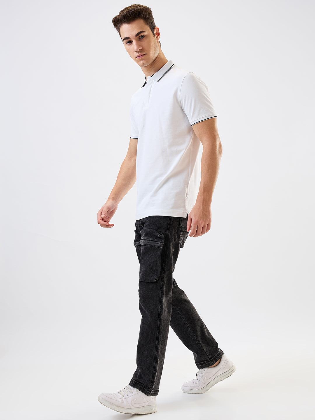 Men Jeans Relaxed Fit Black Mid Rise