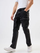 Men Jeans Relaxed Fit Black Mid Rise