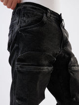Men Jeans Relaxed Fit Black Mid Rise