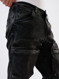 Men Jeans Relaxed Fit Black Mid Rise