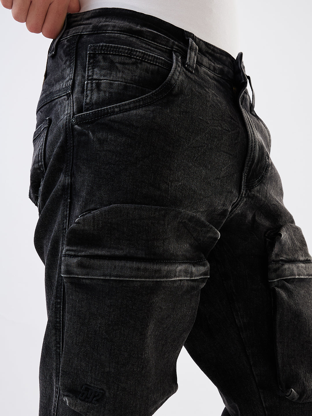 Men Jeans Relaxed Fit Black Mid Rise