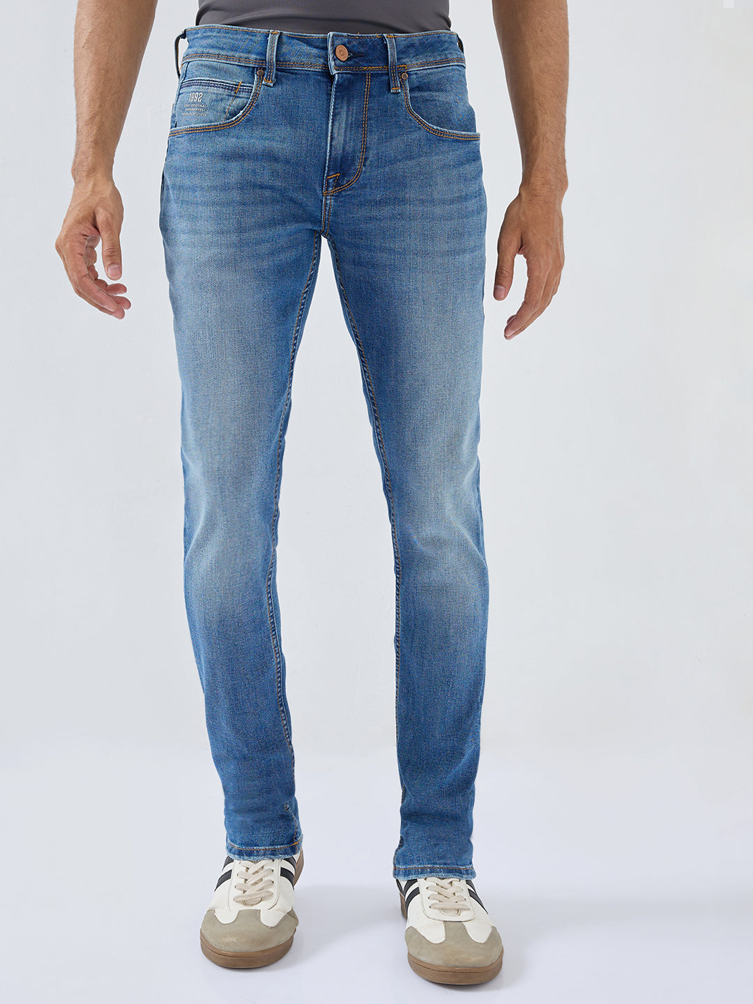 Men Nico Jeans Slim Fit Mid Blue Low Rise