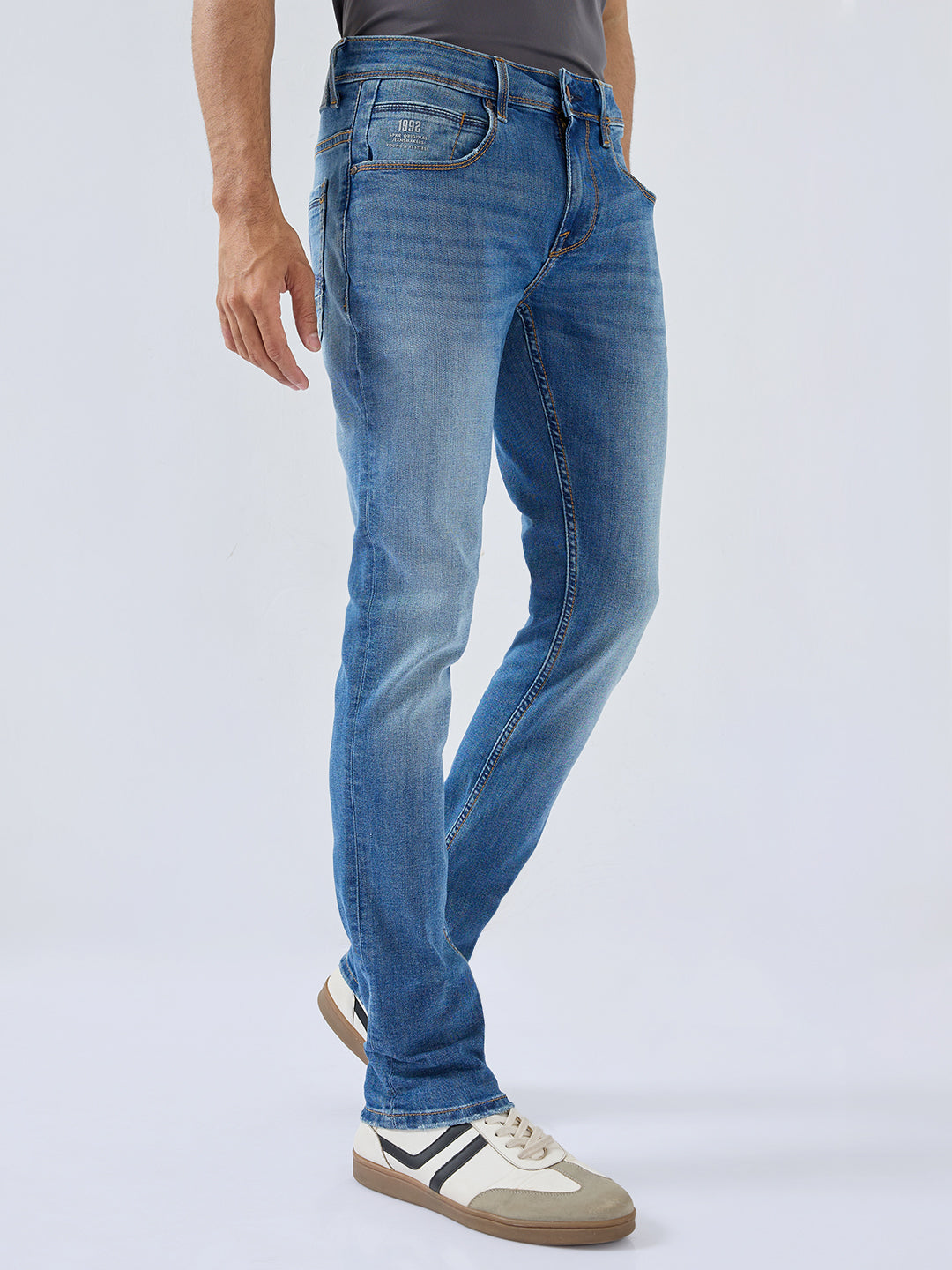 Men Nico Jeans Slim Fit Mid Blue Low Rise