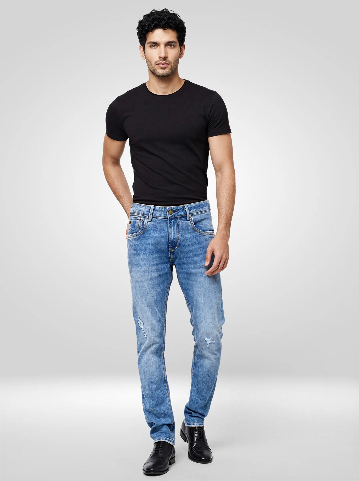 Men Nico Jeans Slim Fit Mid Blue Low Rise