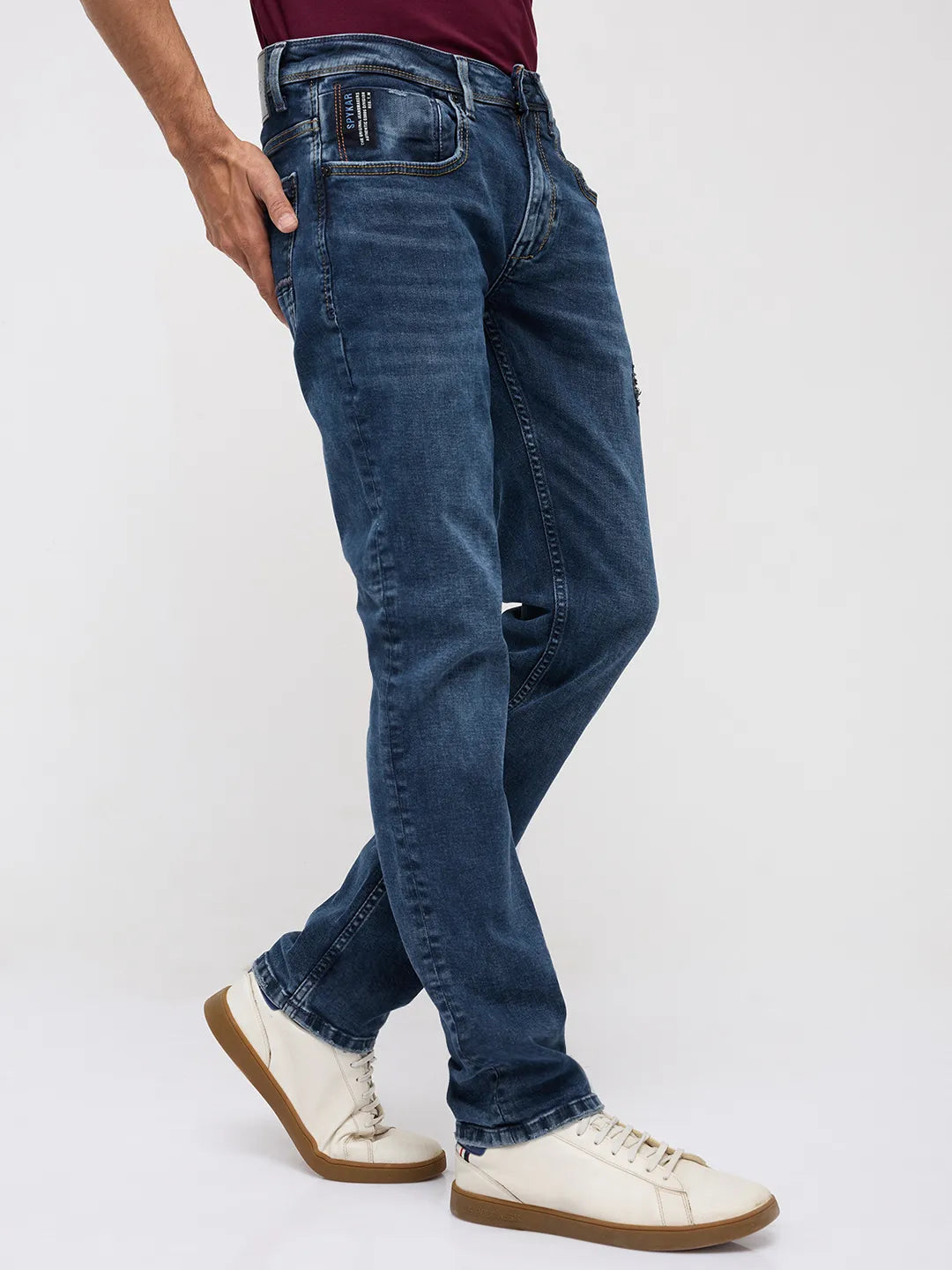 Men Rover Jeans Regular Fit Dark Blue Mid Rise