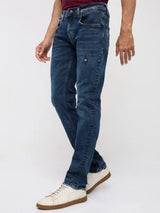 Men Rover Jeans Regular Fit Dark Blue Mid Rise