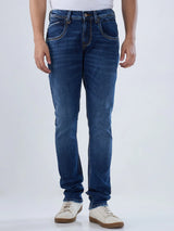 Men Jeans Slim Fit Dark Blue Low Rise