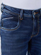Men Jeans Slim Fit Dark Blue Low Rise