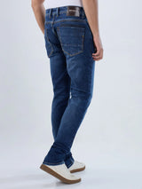 Men Jeans Slim Fit Dark Blue Low Rise