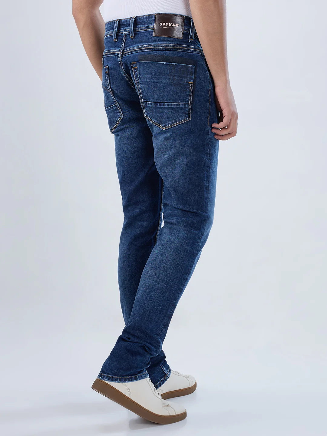 Men Jeans Slim Fit Dark Blue Low Rise