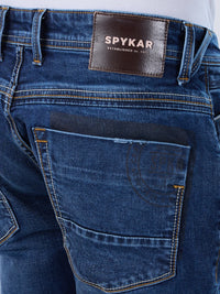 Men Jeans Slim Fit Dark Blue Low Rise