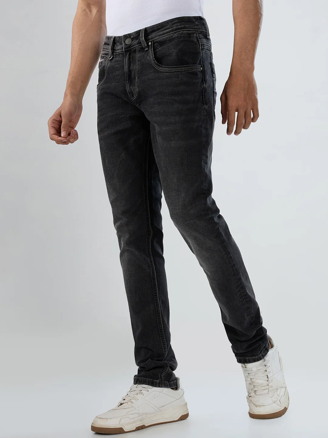 Men Kano Jeans Slim Fit Black Low Rise