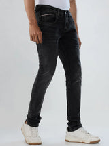 Men Kano Jeans Slim Fit Black Low Rise