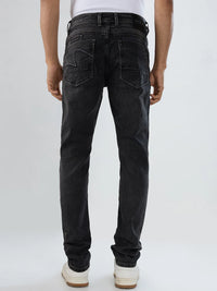 Men Kano Jeans Slim Fit Black Low Rise