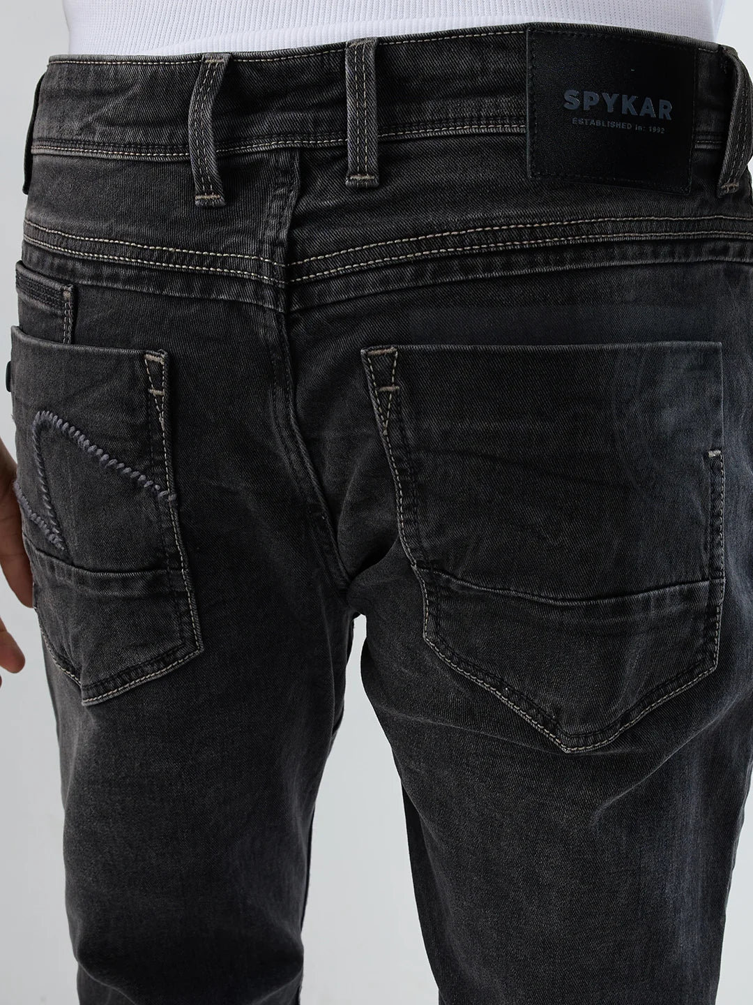 Men Kano Jeans Slim Fit Black Low Rise