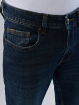 Men Jeans Regular Fit Dark Blue Mid Rise