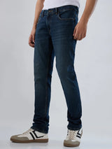 Men Jeans Regular Fit Dark Blue Mid Rise