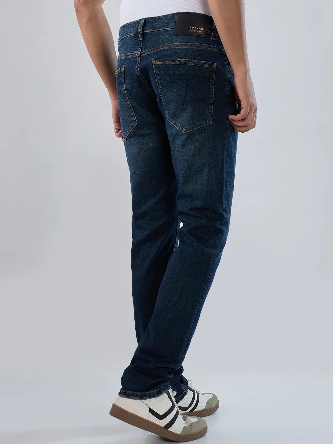 Men Jeans Regular Fit Dark Blue Mid Rise