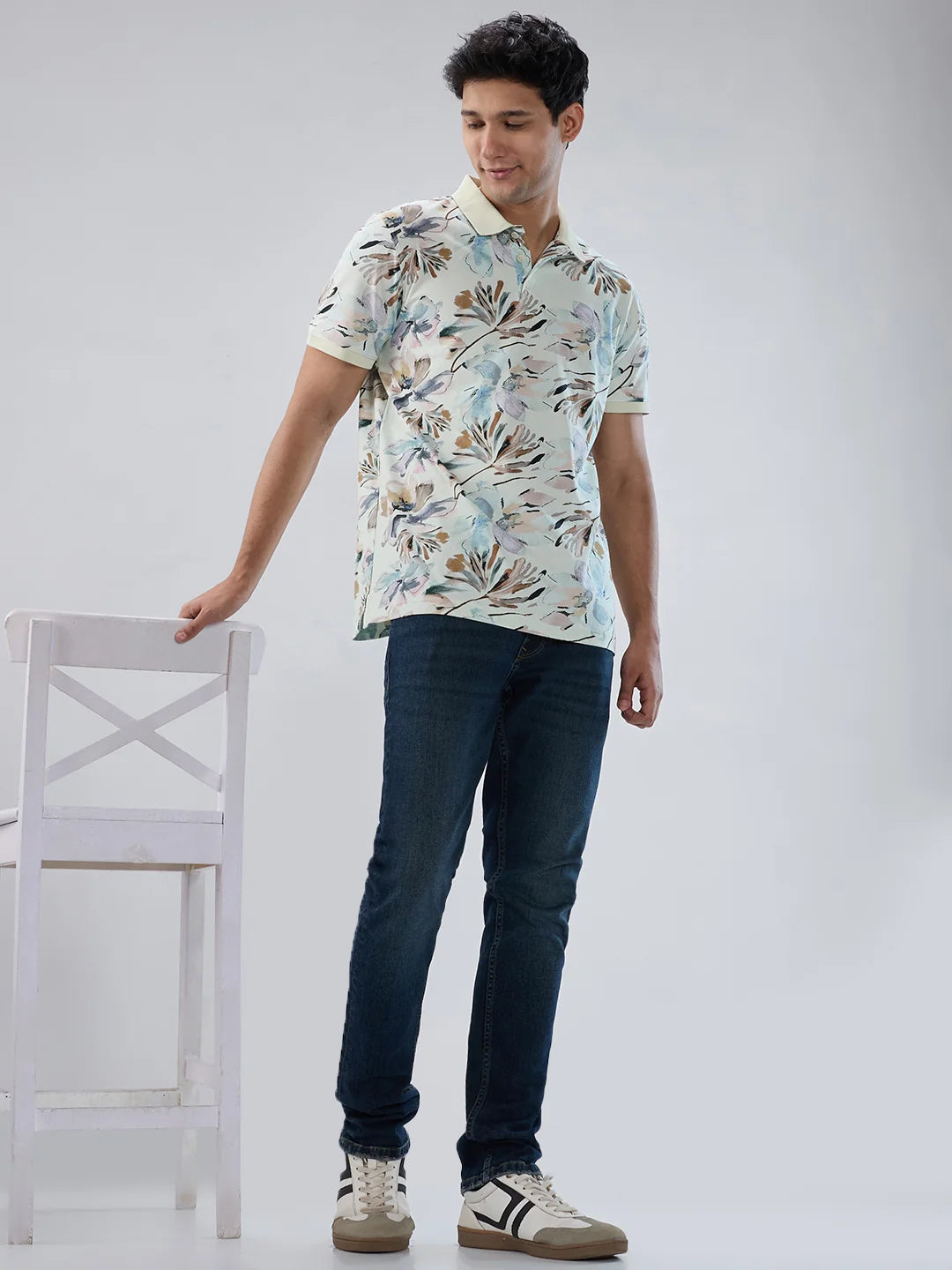 Men Jeans Regular Fit Dark Blue Mid Rise