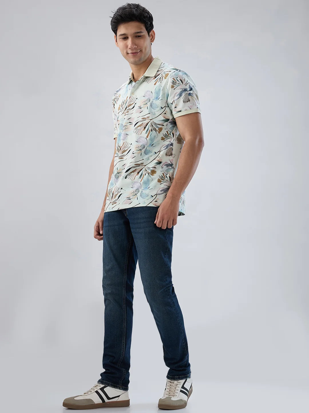 Men Jeans Regular Fit Dark Blue Mid Rise