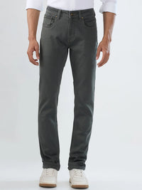 Men Jeans Regular Fit Dark Olive Mid Rise