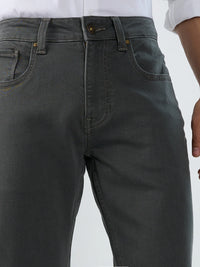 Men Jeans Regular Fit Dark Olive Mid Rise