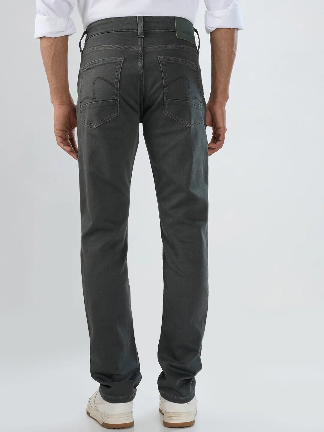 Men Jeans Regular Fit Dark Olive Mid Rise