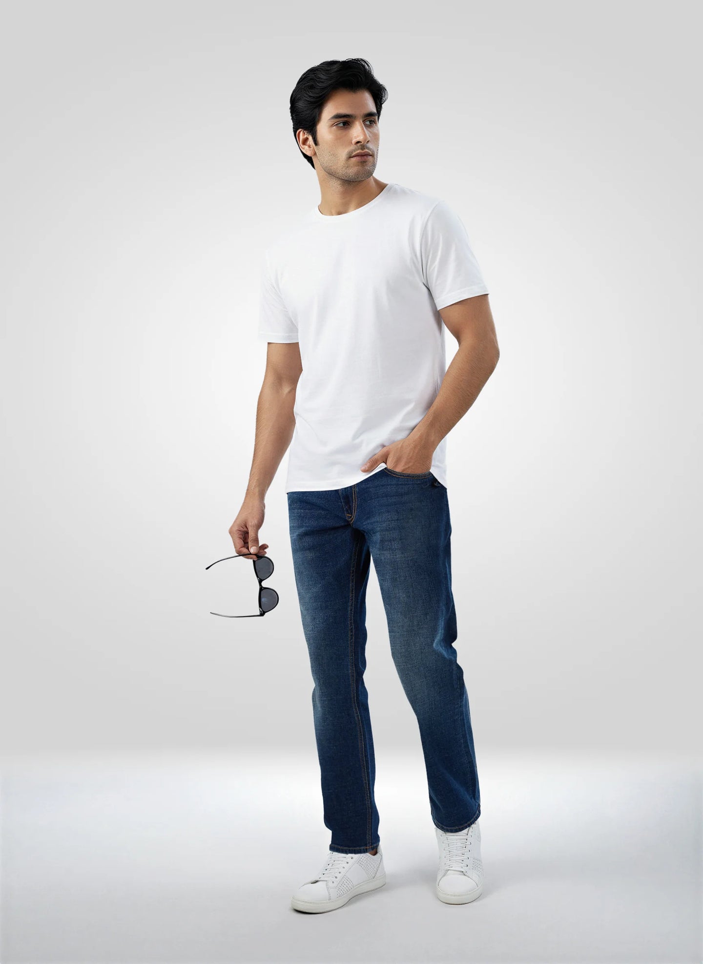 Men Jeans Comfort Fit Dark Blue Mid Rise