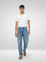 Men Jeans Loose Fit Vintage Blue Mid Rise