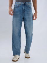 Men Jeans Loose Fit Vintage Blue Mid Rise