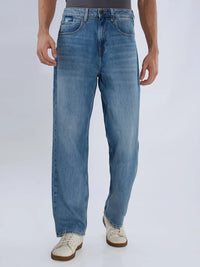 Men Jeans Loose Fit Vintage Blue Mid Rise
