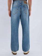 Men Jeans Loose Fit Vintage Blue Mid Rise