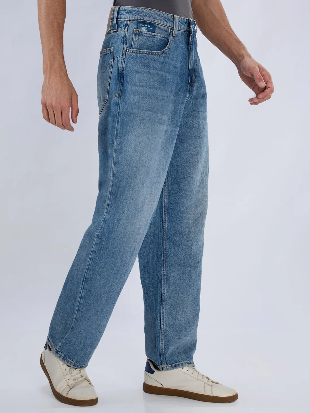 Men Jeans Loose Fit Vintage Blue Mid Rise