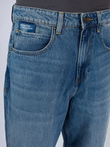 Men Jeans Loose Fit Vintage Blue Mid Rise