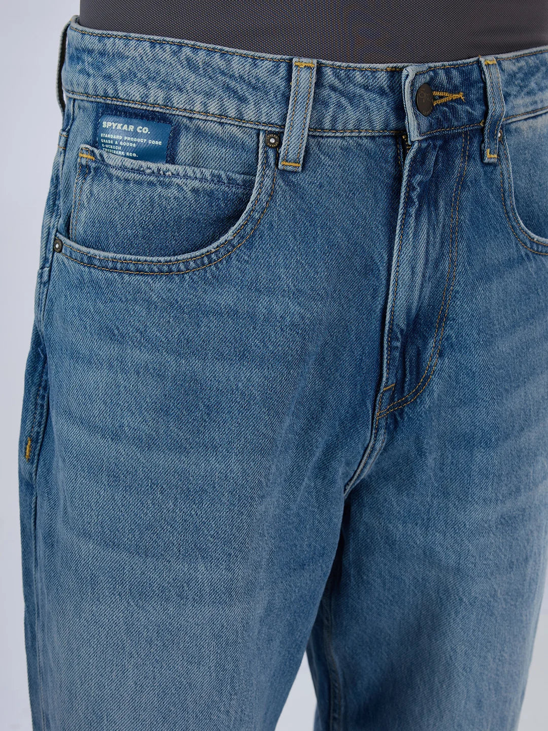 Men Jeans Loose Fit Vintage Blue Mid Rise
