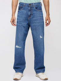 Men Jeans Loose Fit Blue Mid Rise