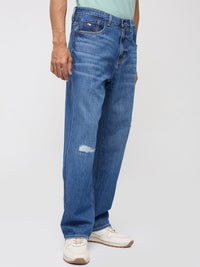 Men Jeans Loose Fit Blue Mid Rise