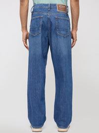 Men Jeans Loose Fit Blue Mid Rise