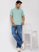 Men Jeans Loose Fit Blue Mid Rise