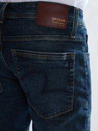 Men Jeans Slim Fit Dark Blue Low Rise