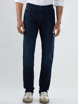 Men Jeans Regular Fit Dark Blue Mid Rise