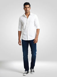 Men Jeans Regular Fit Dark Blue Mid Rise